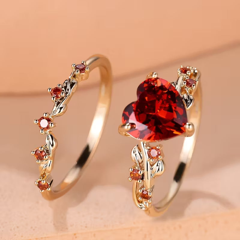 Redvine Herz-Akzentring-Set | Gold