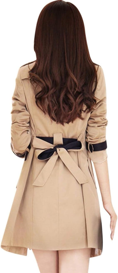 Catie - Gabardina cruzada con ribete en contraste