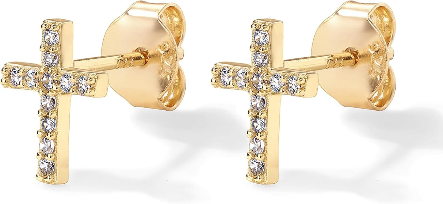 Pflasterkreuz-Ohrstecker | Gold