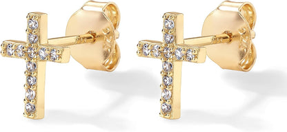 Pflasterkreuz-Ohrstecker | Gold