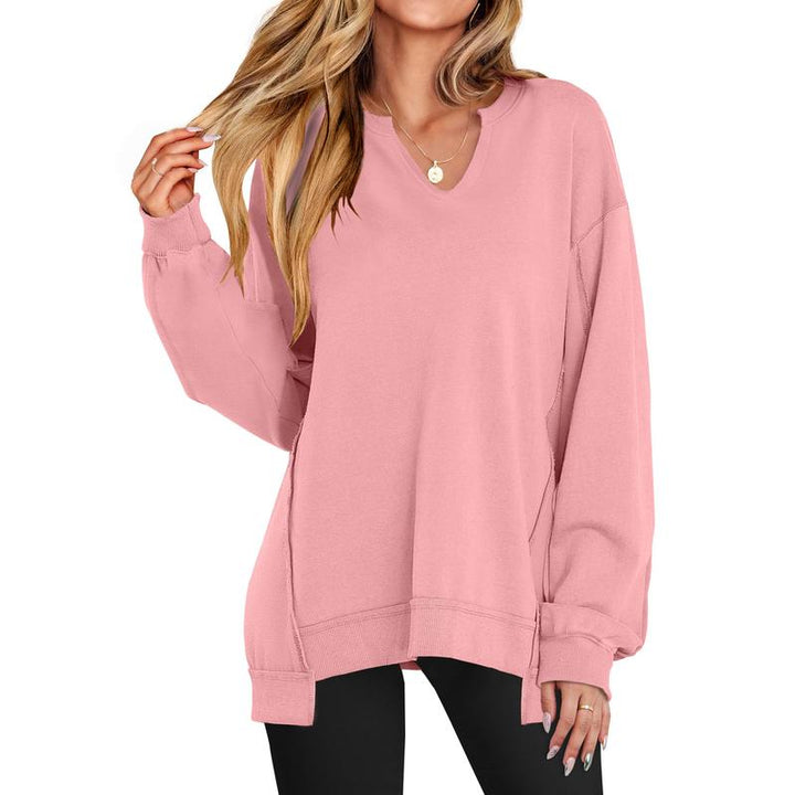 LOREN™ - Blusão feminino oversized com decote em V para inverno