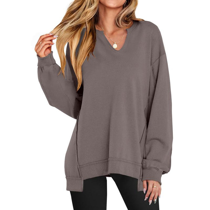 LOREN™ - Blusão feminino oversized com decote em V para inverno