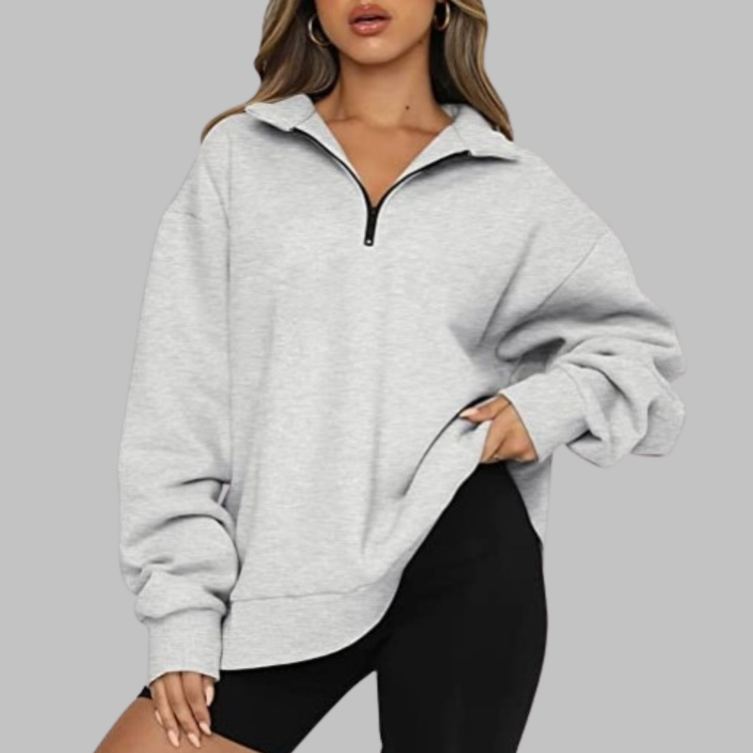 TENLEY™ - Sudadera casual de manga larga con media cremallera y corte oversize