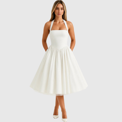 VERITY | Vintageinspireret halterneck midi-kjole
