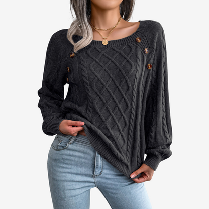 Meli™ sweater med knappedetalje