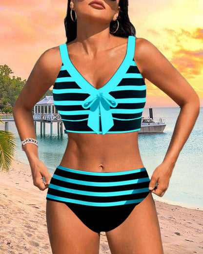 Laluna | High-Waisted Striped Bikini