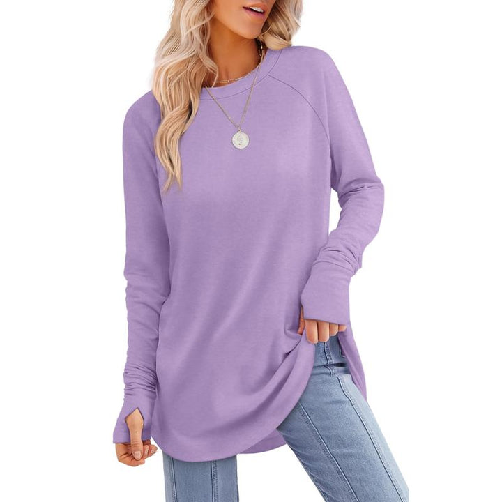 MIRA™ - Blusa de manga larga para mujer con abertura para el pulgar y dobladillo curvo