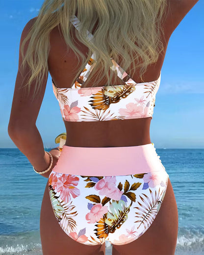 Violeta | Bikini con Estampado Floral en Contraste y Recorte
