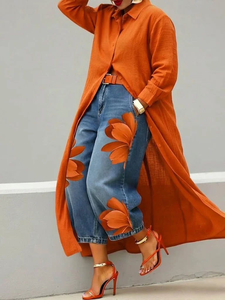 Analie - Elegant Floral Jeans