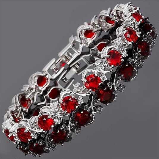 Tennisarmband „Ruby Vine“ | Weißgold
