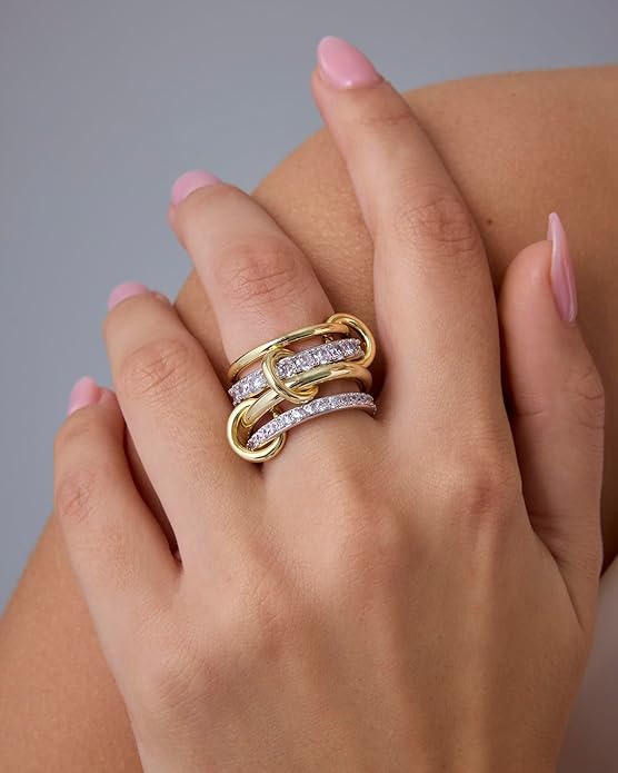 Anillos apilables entrelazados | Oro