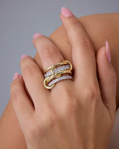 Anillos apilables entrelazados | Oro
