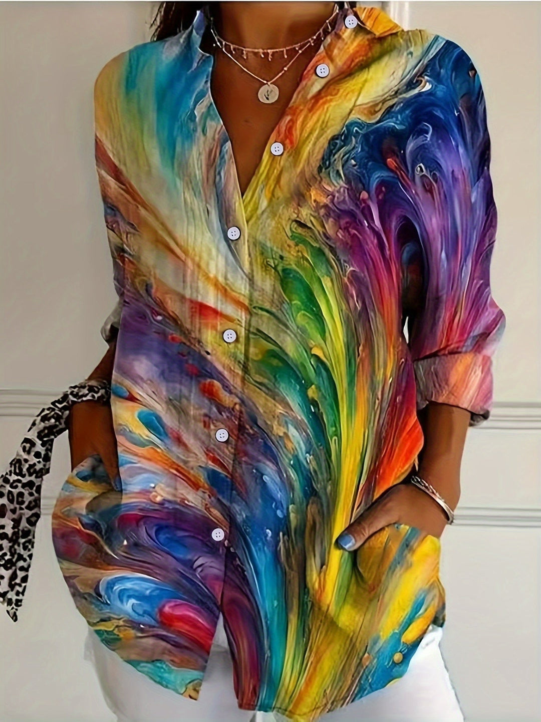 Aria | Vibrant Abstract Print Casual Shirt