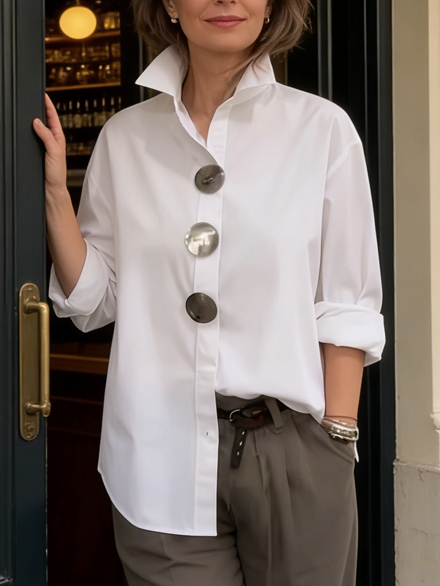 Rosaline | Blusa con cuello mao y botones decorativos