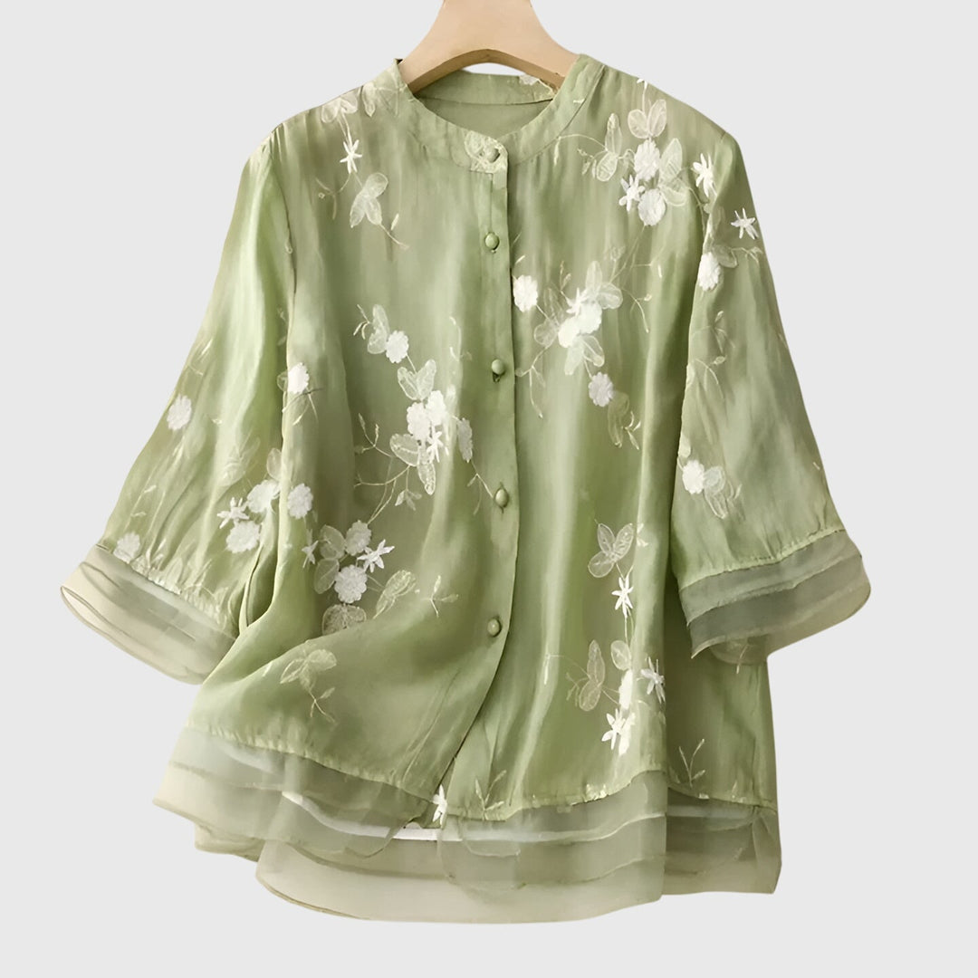 Nellie™ | Blusa elegante con flores bordadas