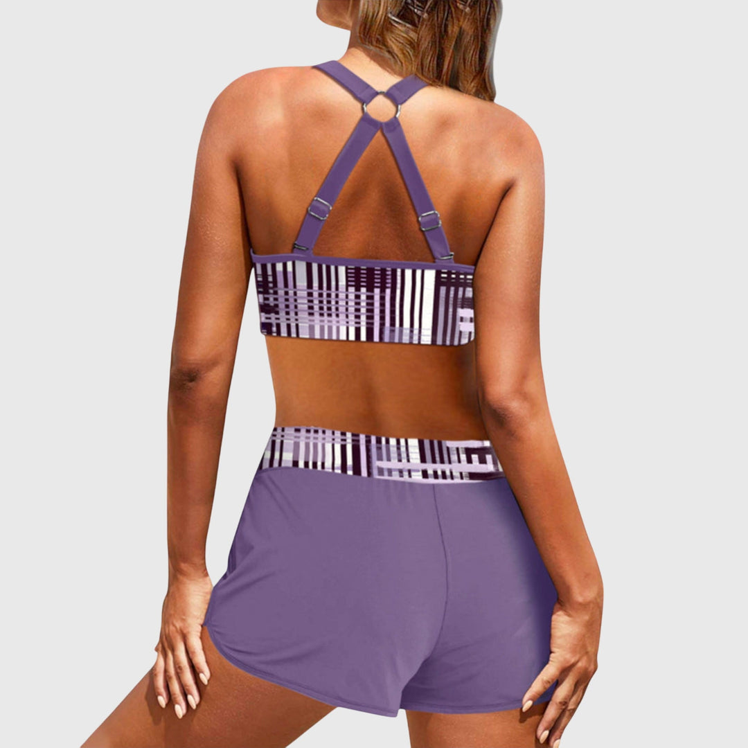 Janelle - Bikini de talle alto con textura acanalada