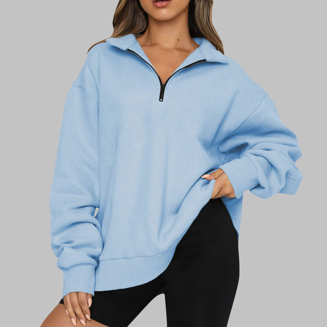 TENLEY™ - Sudadera casual de manga larga con media cremallera y corte oversize