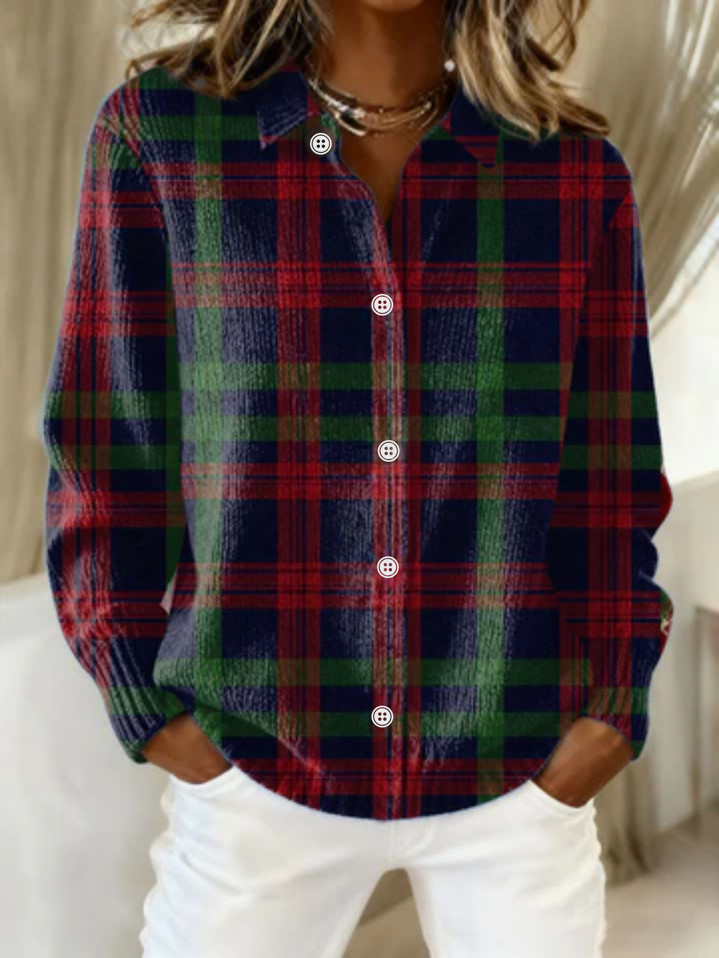 Gunilla | Kariertes Hoodie-Blusenshirt