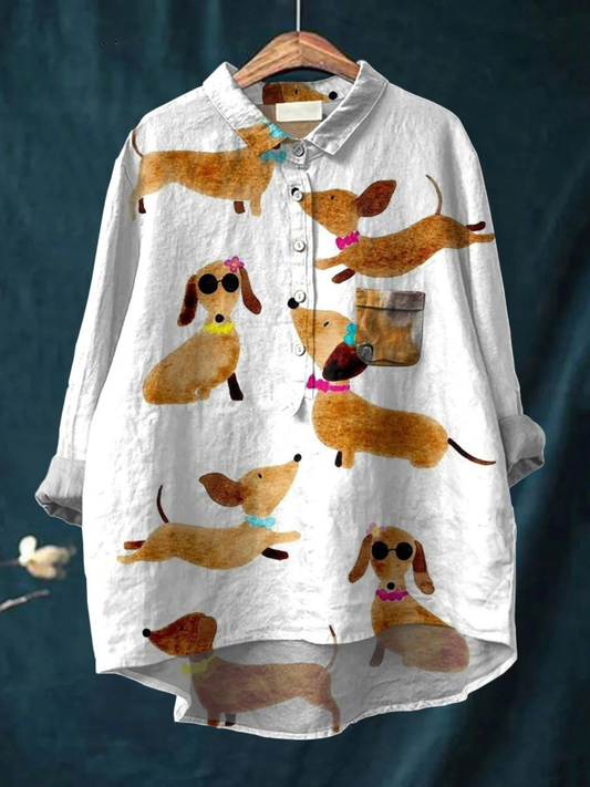 Ava | Niedliches Dackel-Kunstmotiv Freizeitshirt