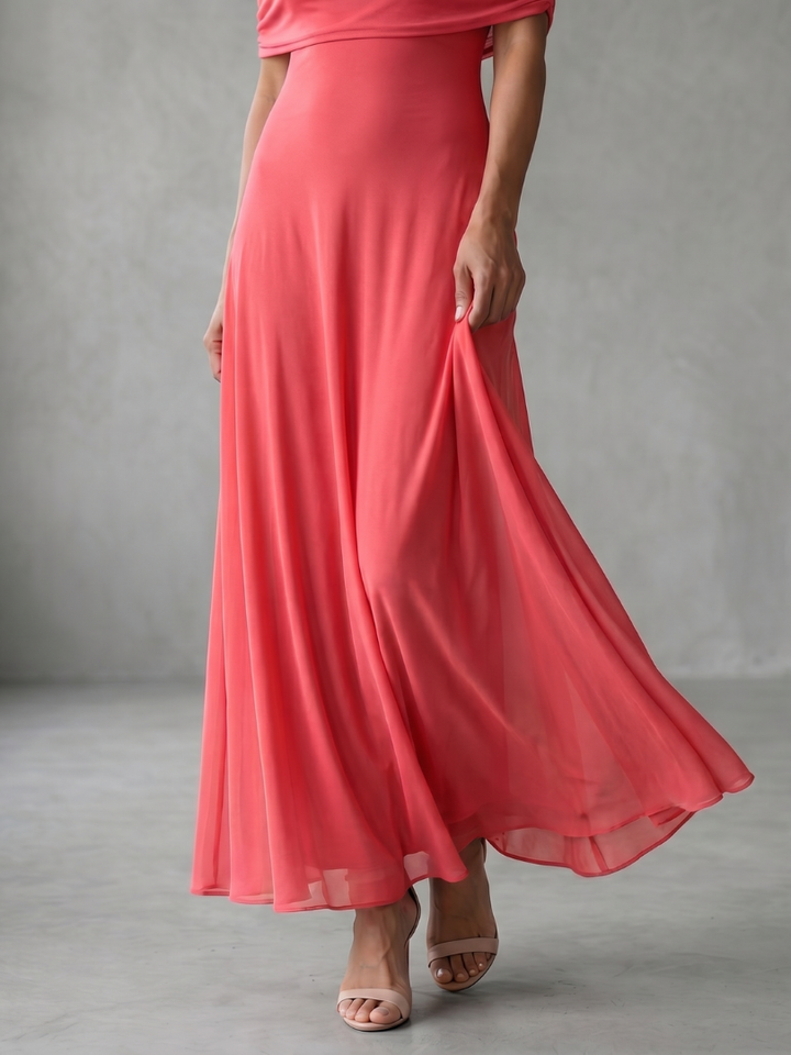 June | Off-shoulder draperet midi-kjole