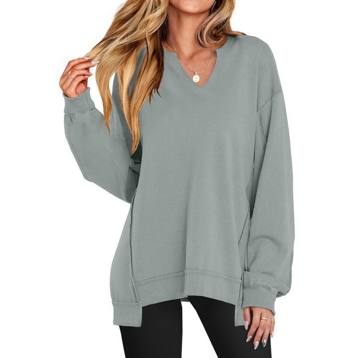 LOREN™ - Blusão feminino oversized com decote em V para inverno