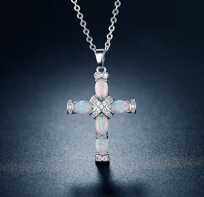 Lumen-Opal-Kreuzkette | Gold