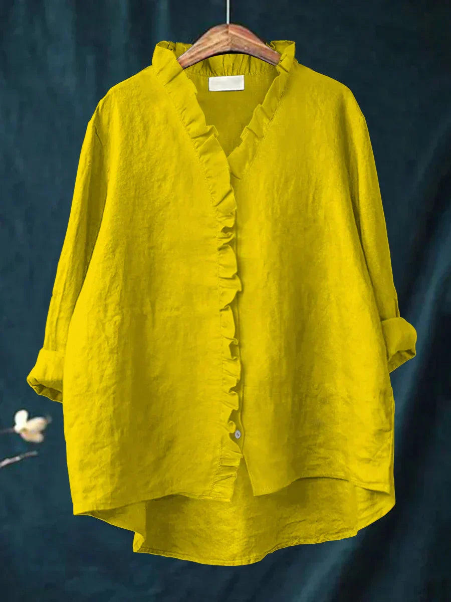 Lily | Blusa de algodón y lino con volantes