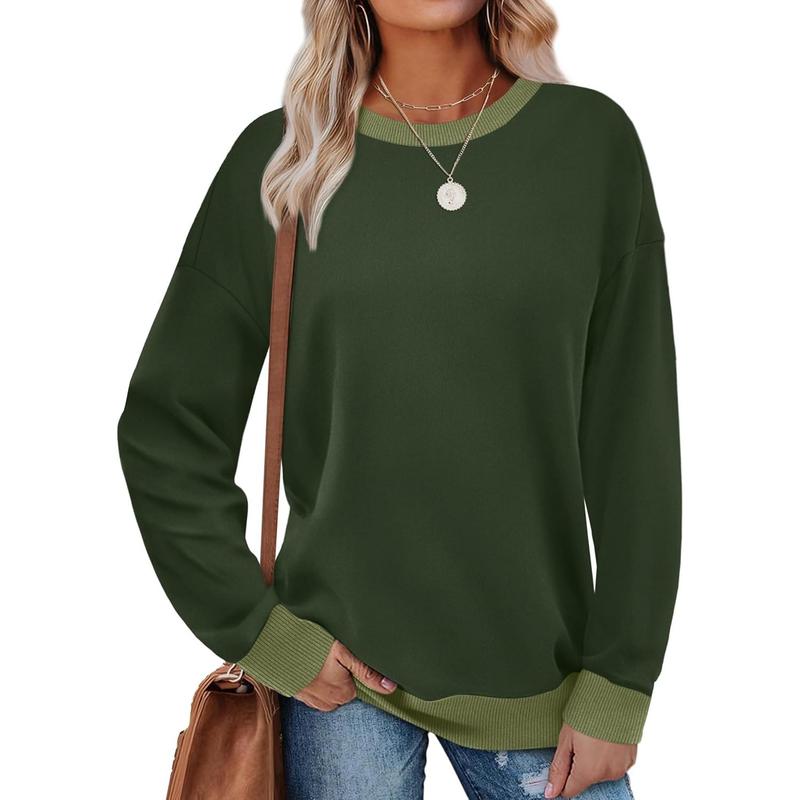 MARGARET™ - Sudadera túnica de manga larga con cuello redondo y ribete en contraste