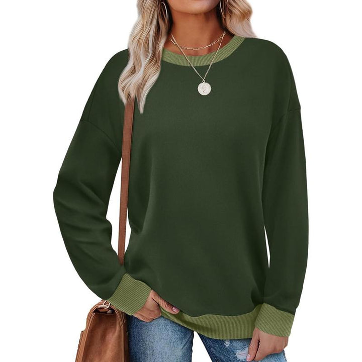 MARGARET™ - Sudadera túnica de manga larga con cuello redondo y ribete en contraste