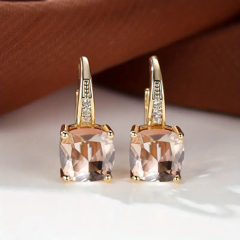 Pendientes de aro de piedra mística | Dorado