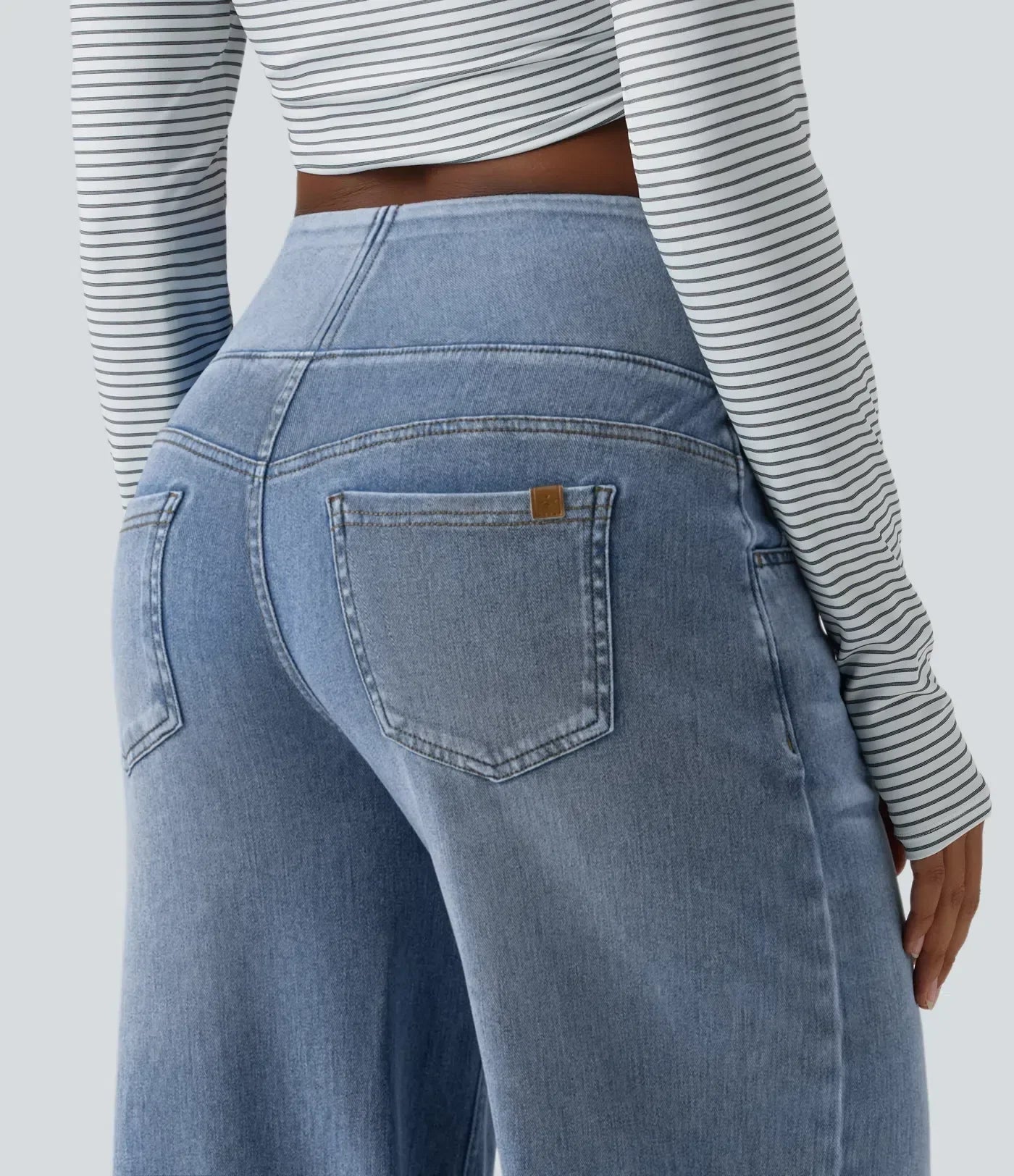 Velouré Flex™ afslappede, baggy jeans med mellemhøj talje, draperet vask, brede ben og lommer
