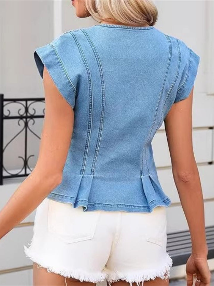 Viera | Blusa de mezclilla con escote en V