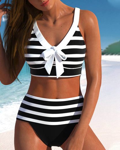 Laluna | High-Waisted Striped Bikini
