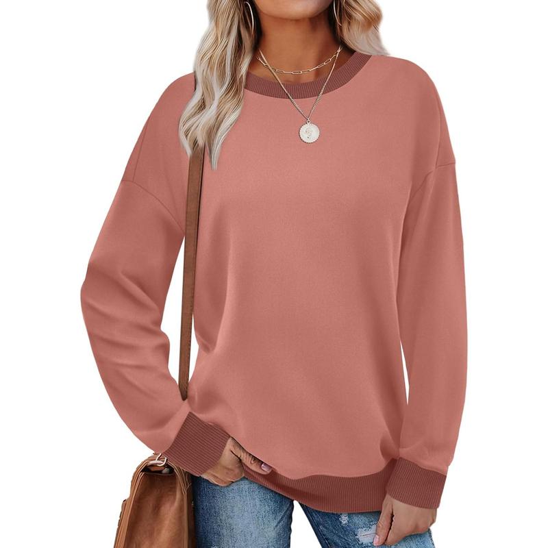 MARGARET™ - Sudadera túnica de manga larga con cuello redondo y ribete en contraste