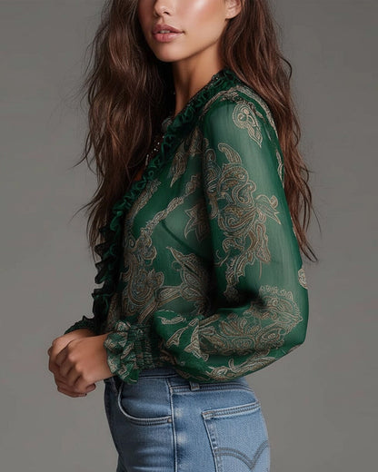 Norina | Soft-Touch V-Neck Ruffle Blouse