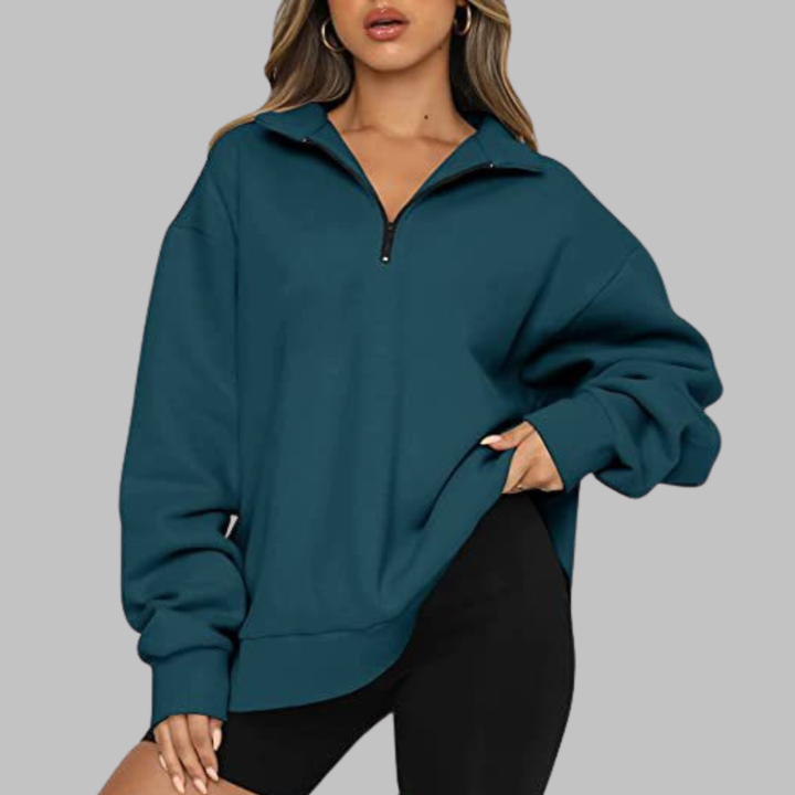 TENLEY™ - Sudadera casual de manga larga con media cremallera y corte oversize