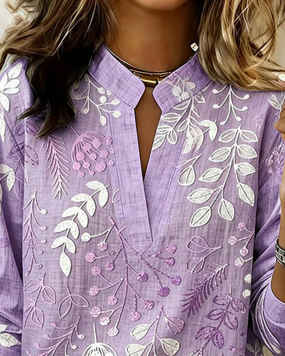 Brielle | Soft-Touch Floral V-Neck Blouse
