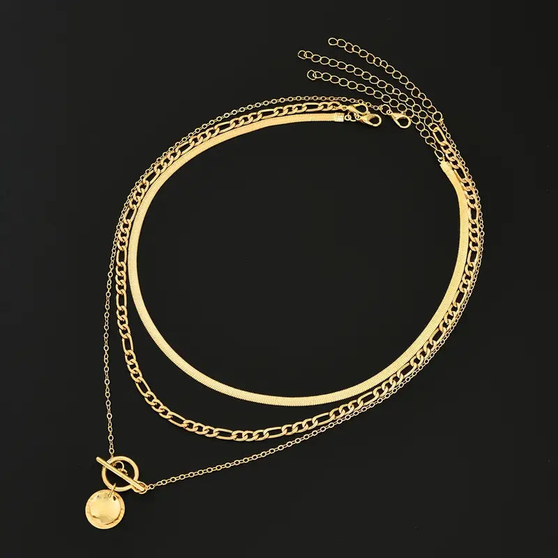 Colar em Camadas Savira com Moedas Texturizadas | Dourado