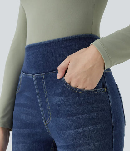 Vaqueros informales de corte bootcut, de talle alto, con bolsillos y lavado Premium Wash™