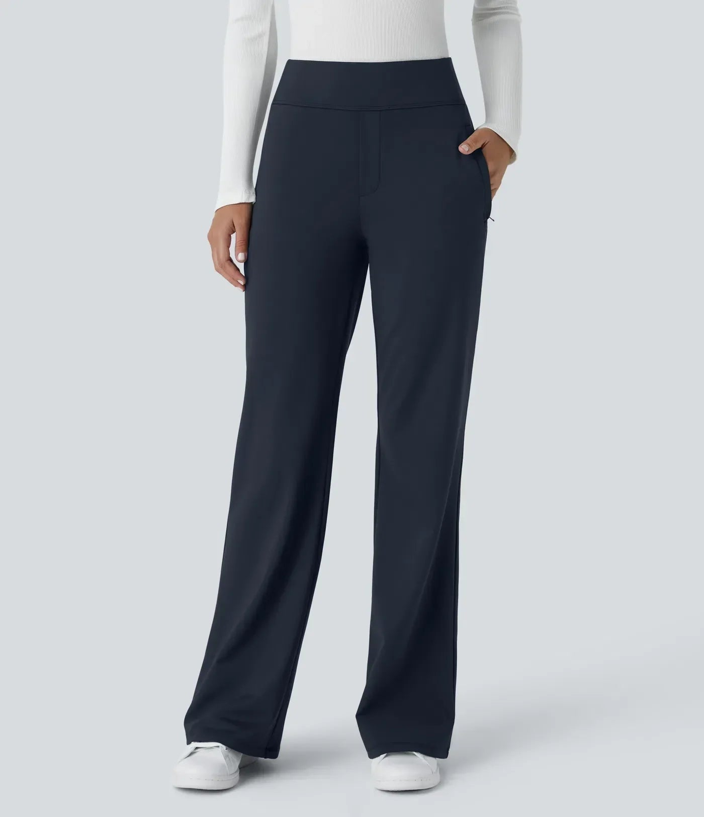 Pantalones de trabajo acampanados Velouré Flex™ de tiro medio con bolsillo lateral con cremallera