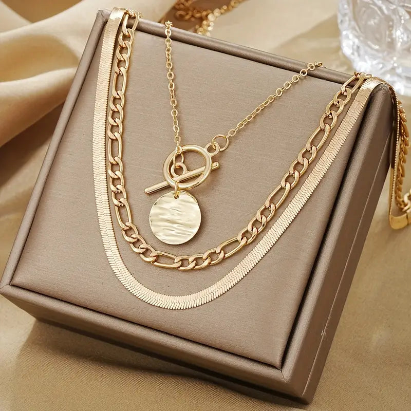 Colar em Camadas Savira com Moedas Texturizadas | Dourado