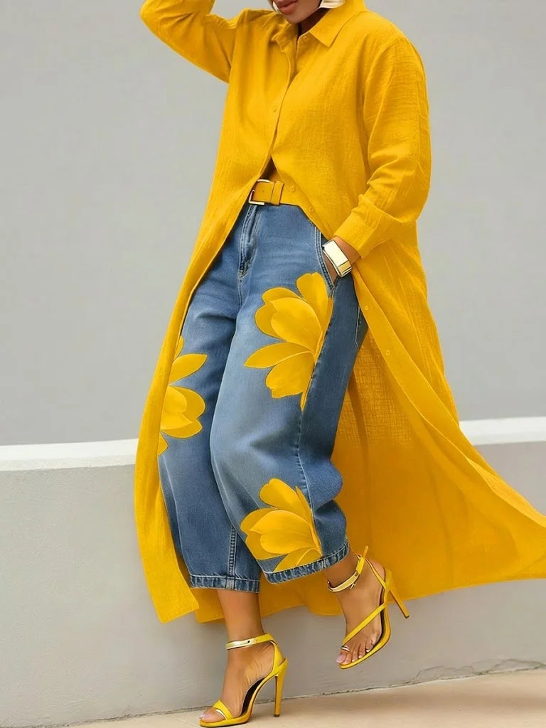Analie - Elegant Floral Jeans