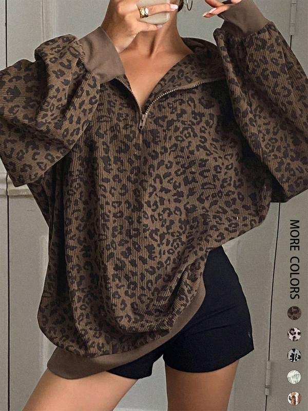 SAVANNAH™ - Moletom Casual com Zíper e Estampa de Onça para o Outono