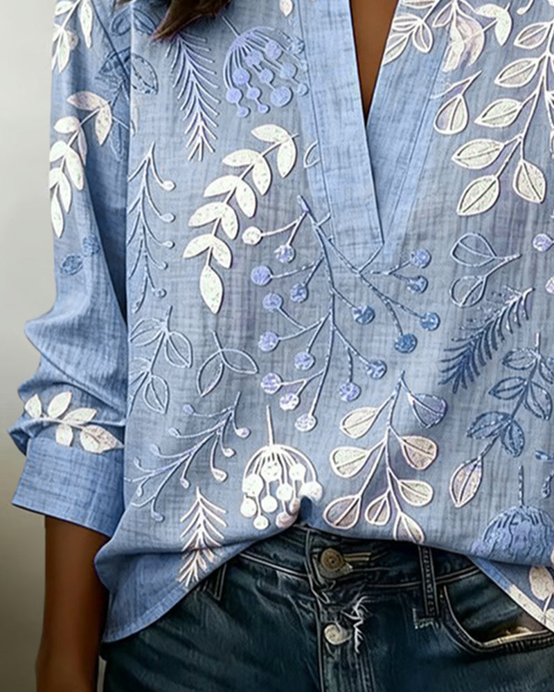 Brielle | Soft-Touch Floral V-Neck Blouse