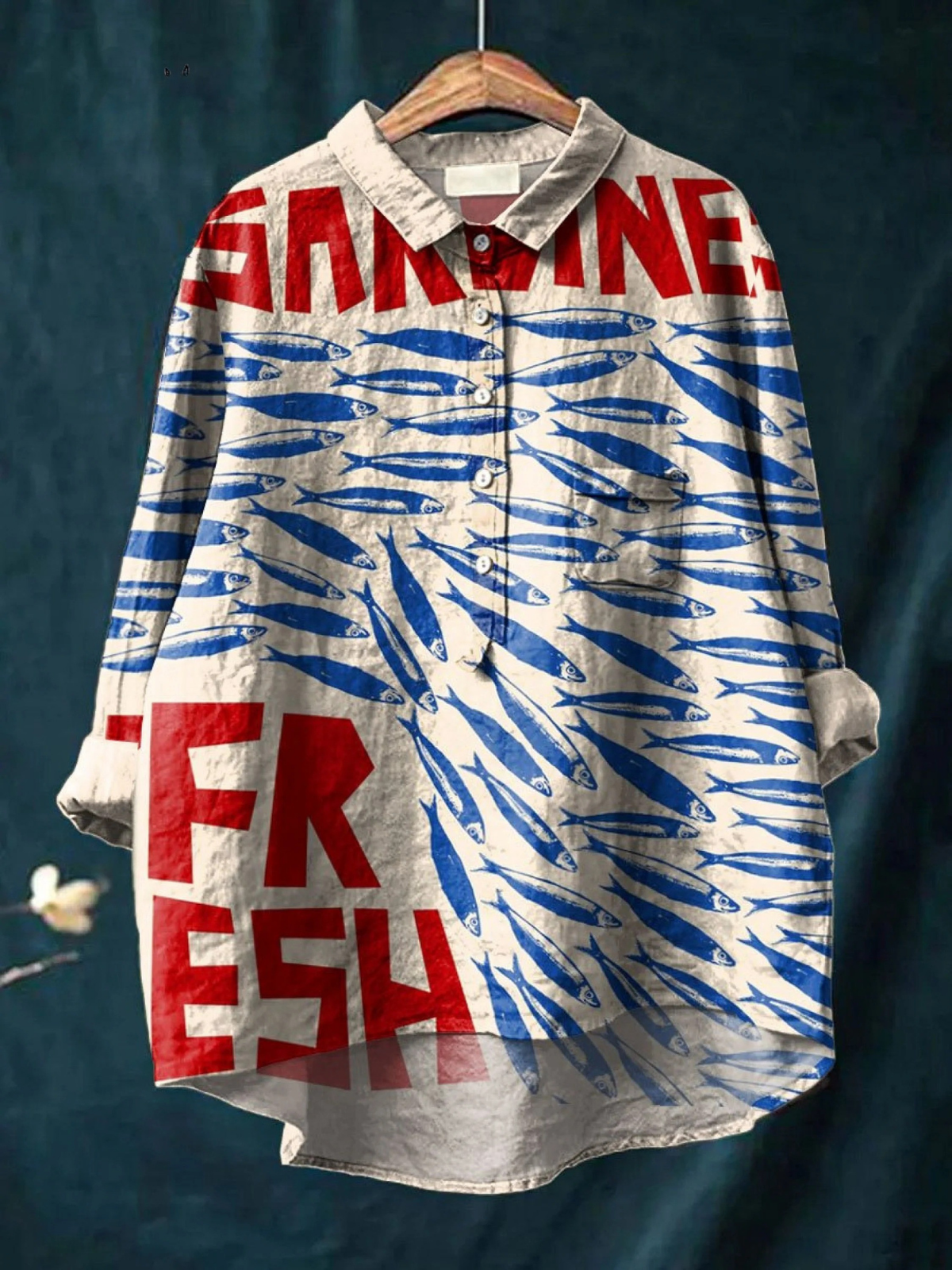 Isabella | Freizeitshirt für Damen mit Vintage-Fisch-Kunstdruck