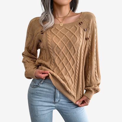 Meli™ sweater med knappedetalje