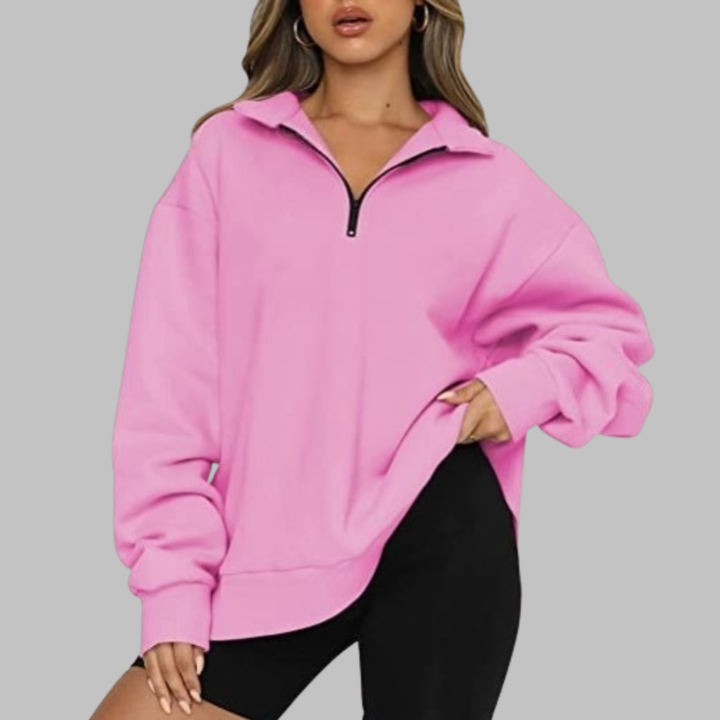 TENLEY™ - Sudadera casual de manga larga con media cremallera y corte oversize