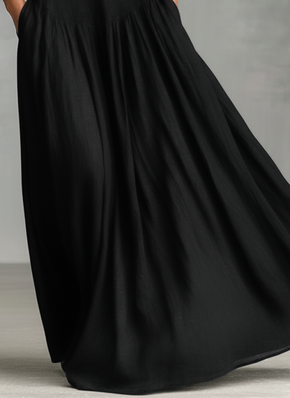 Vestido largo minimalista de mezcla de lino sin mangas para mujer