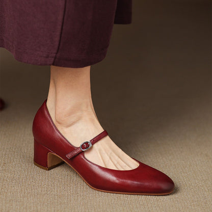 Corinne Leder Mary Jane mit rundem Zehenbereich