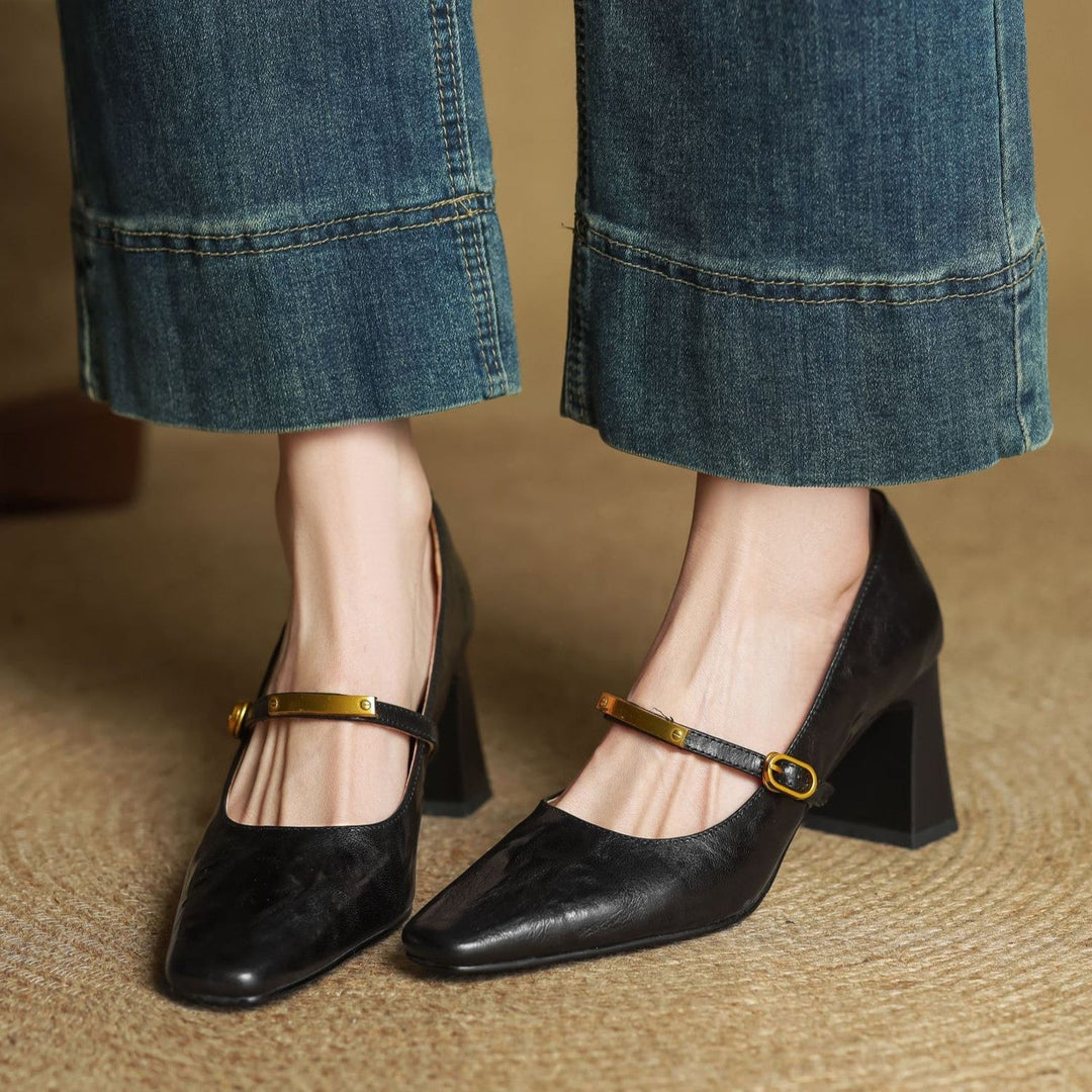 Zapatos de tacón con correa de cuero Marleon